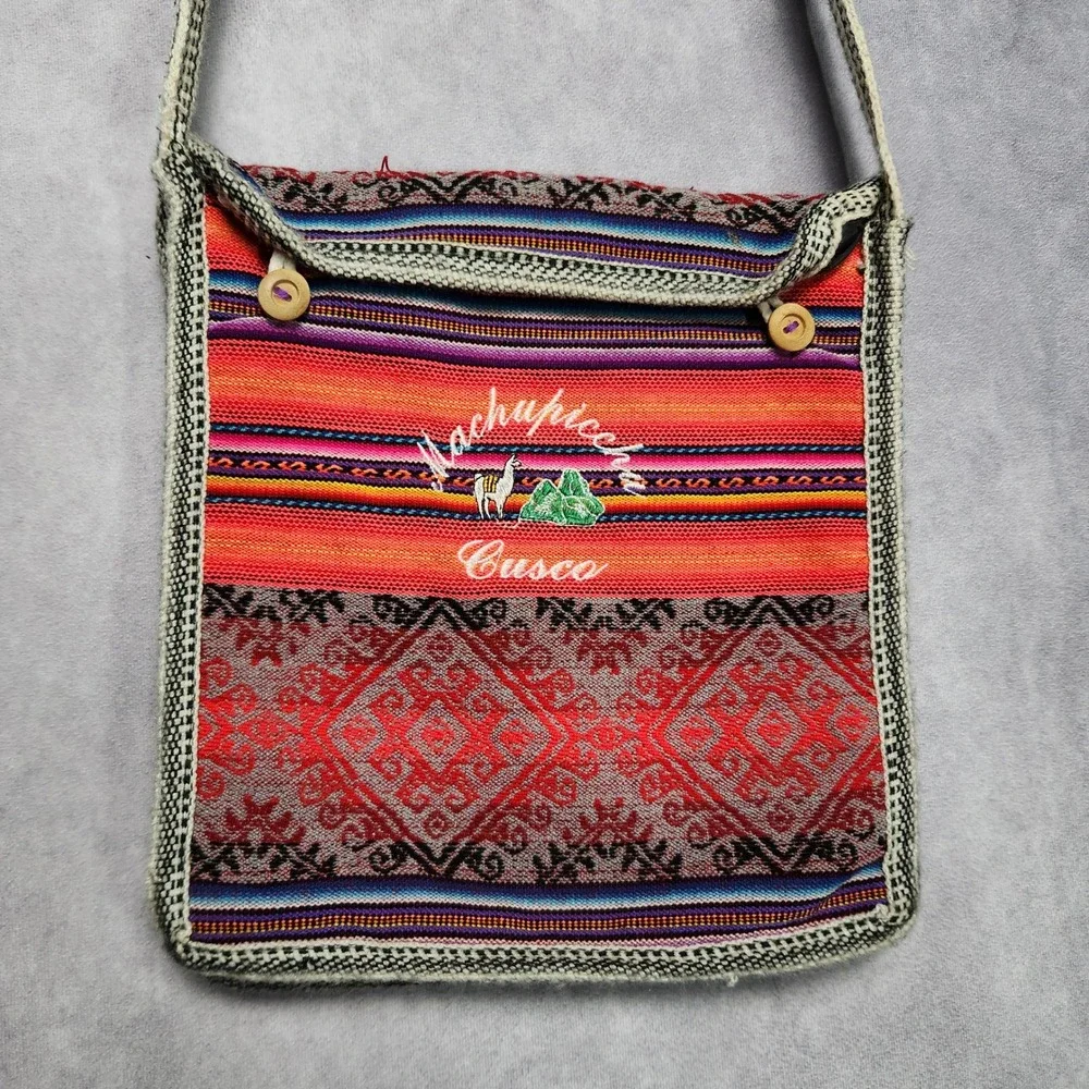 Machu Picchu Cusco Peru Woven Crossbody Bag Llama Embroidered South America